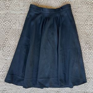 Louis Féraud Vintage A-Line Black Wool Midi Skirt Made in France FR 44